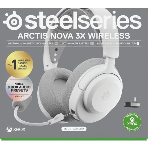 Steelseries Arctis Nova 3X Headset Vezeték nélküli Fejpánt Zene/általános Bluetooth Fehér