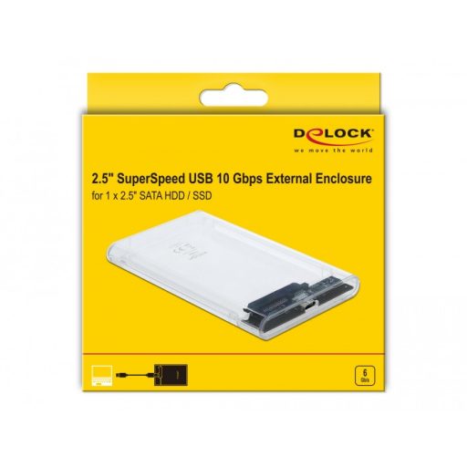 DeLOCK 42617 tárolóegység burkolat HDD/SSD ház Átlátszó 2.5"