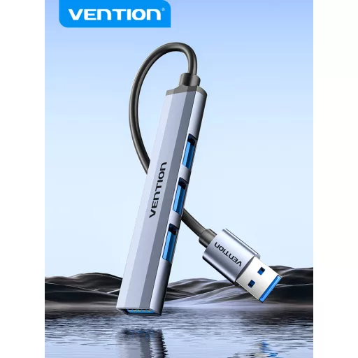 Vention CKOHB hálózati csatlakozó USB 3.2 Gen 1 (3.1 Gen 1) Type-A 5000 Mbit/s Szürke