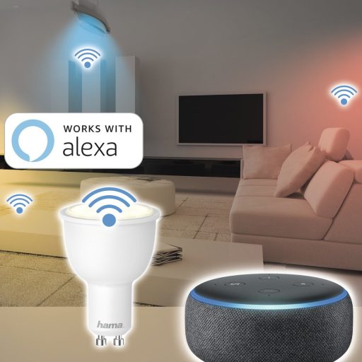 Hama 00176585 energy-saving lamp Átlátszó, Nappali fény, Meleg fehér, Fehér 5,5 W GU10 G