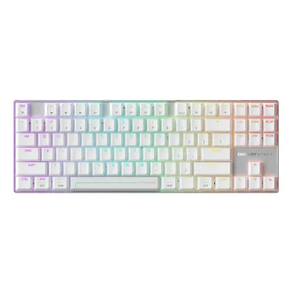   CHERRY MX 8.2 Pro TMR Wireless billentyűzet Játék USB + RF Wireless + Bluetooth QWERTY Nemzetközi amerikai Ezüst, Fehér