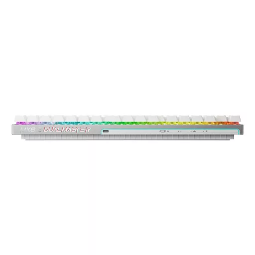 CHERRY MX 8.2 Pro TMR Wireless billentyűzet Játék USB + RF Wireless + Bluetooth QWERTY Nemzetközi amerikai Ezüst, Fehér