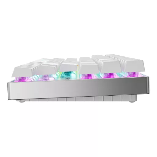 CHERRY MX 8.2 Pro TMR Wireless billentyűzet Játék USB + RF Wireless + Bluetooth QWERTY Nemzetközi amerikai Ezüst, Fehér