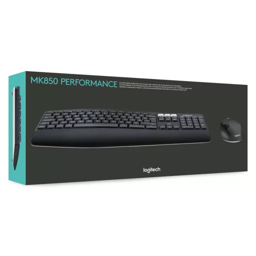 Logitech 920-008221 billentyűzet Egér mellékelve Univerzális RF vezeték nélküli + Bluetooth QWERTZ Német Fekete