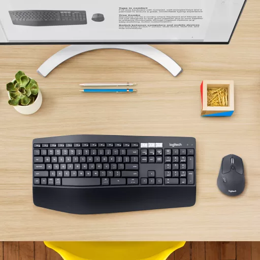 Logitech 920-008221 billentyűzet Egér mellékelve Univerzális RF vezeték nélküli + Bluetooth QWERTZ Német Fekete