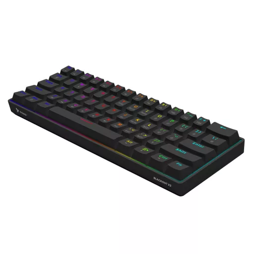 Savio BLACKOUT X2 BLUE billentyűzet Játék USB QWERTY Nemzetközi amerikai Fekete