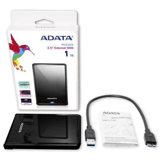 ADATA HV620S külső merevlemez 1 TB 2.5" Micro-USB B 3.2 Gen 1 (3.1 Gen 1) Fekete