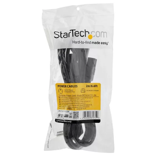 StarTech.com PXT101YEU2M tápkábel Fekete 2 M CEE7/7 2 x C13 csatlakozó