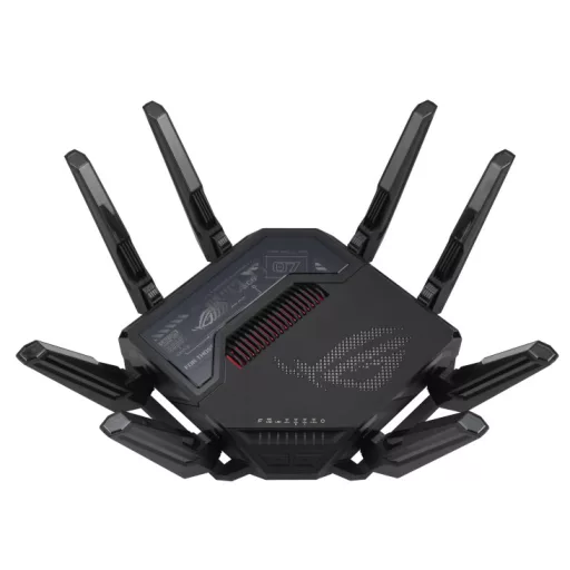 ASUS ROG Rapture GT-BE98 vezetéknélküli router 10 Gigabit Ethernet Quad-band (2.4 GHz / 5 GHz-1 / 5 GHz-2 / 6 GHz) Fekete