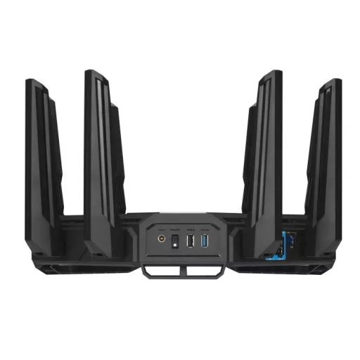 ASUS ROG Rapture GT-BE98 vezetéknélküli router 10 Gigabit Ethernet Quad-band (2.4 GHz / 5 GHz-1 / 5 GHz-2 / 6 GHz) Fekete