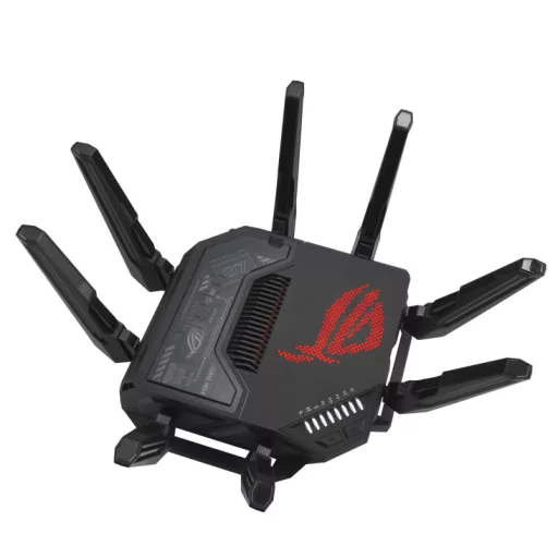 ASUS ROG Rapture GT-BE98 vezetéknélküli router 10 Gigabit Ethernet Quad-band (2.4 GHz / 5 GHz-1 / 5 GHz-2 / 6 GHz) Fekete