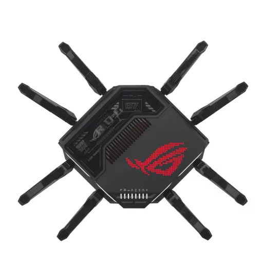 ASUS ROG Rapture GT-BE98 vezetéknélküli router 10 Gigabit Ethernet Quad-band (2.4 GHz / 5 GHz-1 / 5 GHz-2 / 6 GHz) Fekete