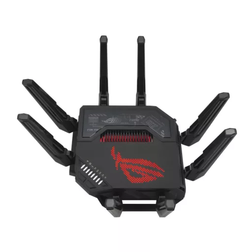 ASUS ROG Rapture GT-BE98 vezetéknélküli router 10 Gigabit Ethernet Quad-band (2.4 GHz / 5 GHz-1 / 5 GHz-2 / 6 GHz) Fekete