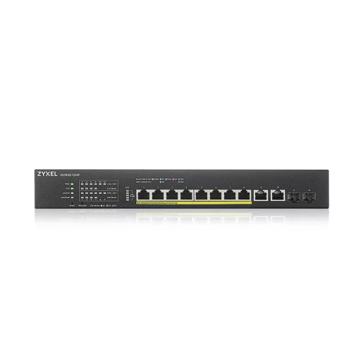 Zyxel XS1930-12HP-ZZ0101F hálózati kapcsoló Vezérelt L3 10G Ethernet (100/1000/10000) Ethernet-áramellátás (PoE) támogatása Fekete