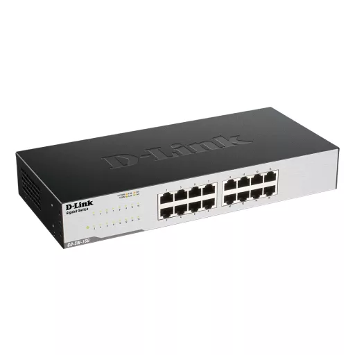 D-Link GO-SW-16G Beállítást nem igénylő (unmanaged) L2 Gigabit Ethernet (10/100/1000) 1U Fekete