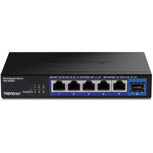 Trendnet TEG-S5061 hálózati kapcsoló Beállítást nem igénylő (unmanaged) 2.5G Ethernet (100/1000/2500) Fekete