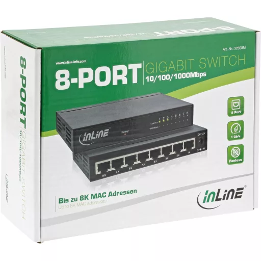 InLine 32308M hálózati kapcsoló Gigabit Ethernet (10/100/1000) Fekete