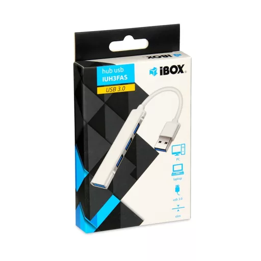 iBox IUH3FAS hálózati csatlakozó USB 3.2 Gen 1 (3.1 Gen 1) Type-A 5000 Mbit/s Fehér