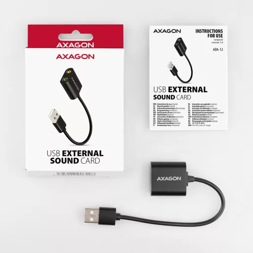 Axagon ADA-12 USB 2.0 Stereo Audio Mini-Adapter 15 cm Kabellänge - Kabel - Audio/Multimedia 2.0 csatornák