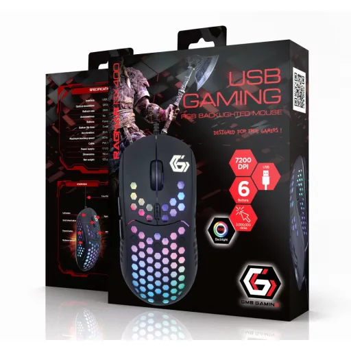 Gembird MUSG-RAGNAR-RX400 egér Játék Kétkezes USB A típus 10000 DPI