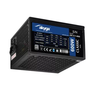 Akyga AK-C1-600 600 W 24-pin ATX ATX Fekete
