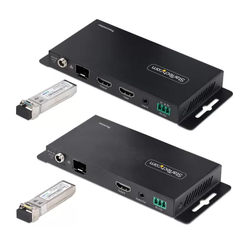 StarTech.com ST121HD20FXA2 audió/videó jeltovábbító AV adó- és vevőegység Fekete