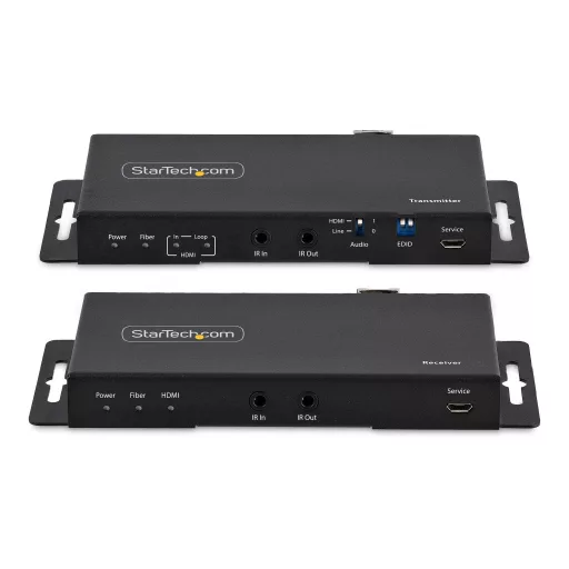 StarTech.com ST121HD20FXA2 audió/videó jeltovábbító AV adó- és vevőegység Fekete