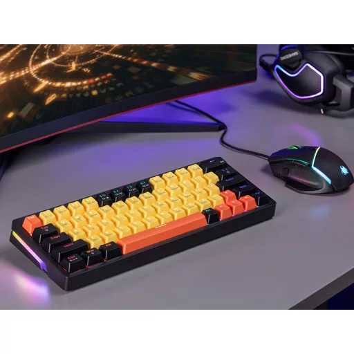 Tracer EVO2 billentyűzet Játék USB + RF Wireless + Bluetooth QWERTY Angol Fekete, Narancssárga, Sárga
