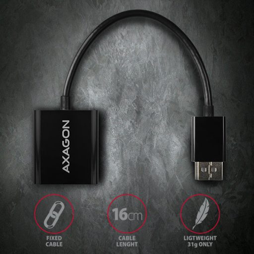 Axagon RVD-VGN video átalakító kábel 0,15 M DisplayPort VGA (D-Sub) Fekete