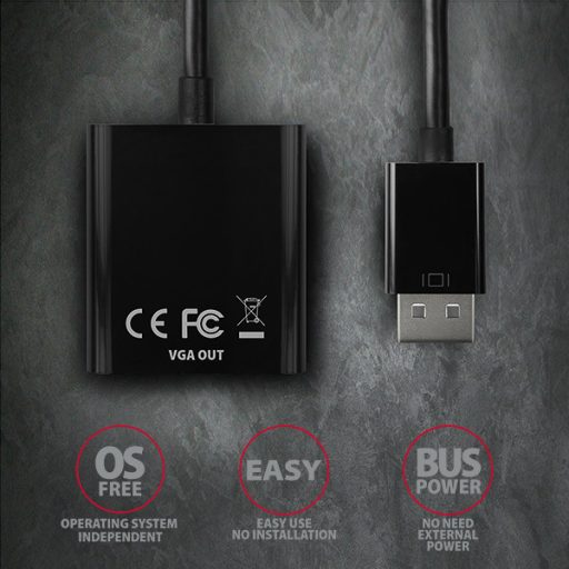 Axagon RVD-VGN video átalakító kábel 0,15 M DisplayPort VGA (D-Sub) Fekete
