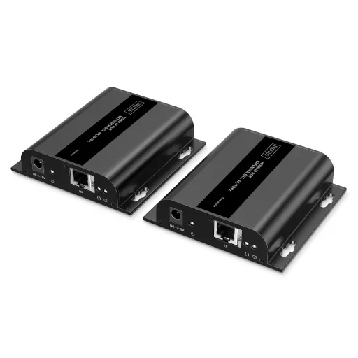Digitus DS-55353 audió/videó jeltovábbító AV adó- és vevőegység Fekete