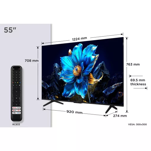 TCL P7K 55P7K televízió 139,7 cm (55") 4K Ultra HD Smart TV Wi-Fi Fémes 450 cd/m²