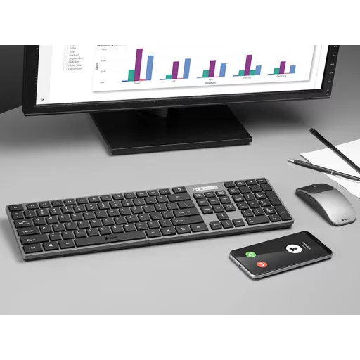 Tracer TRAKLA46773 billentyűzet Egér mellékelve Irodai Vezeték nélküli RF QWERTY Fekete, Szürke