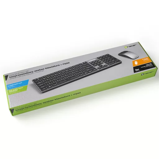 Tracer TRAKLA46773 billentyűzet Egér mellékelve Irodai Vezeték nélküli RF QWERTY Fekete, Szürke