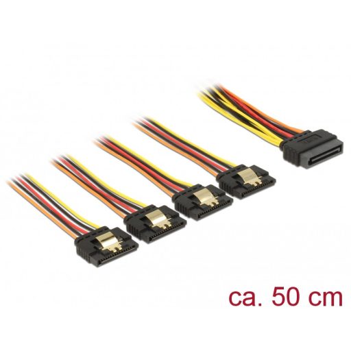 DeLOCK 60158 SATA kábel 0,5 M SATA 15-tűs 4 x SATA 15-pin Többszínű