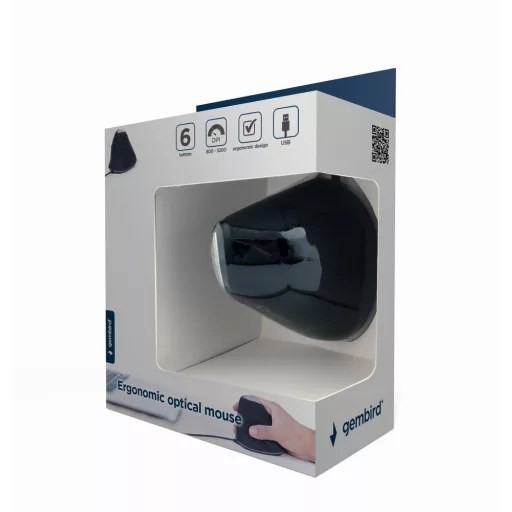 Gembird MUS-ERGO-03 egér Irodai Jobbkezes USB A típus Optikai 3200 DPI