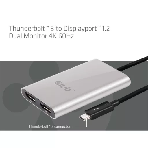 CLUB3D CSV-1577 videó elosztó USB C-típus 2x DisplayPort