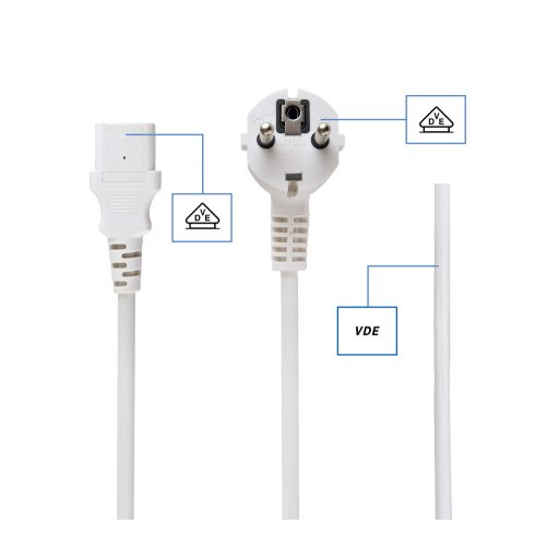 Gembird PC-186W-VDE tápkábel Fehér 1,8 M CEE7/4