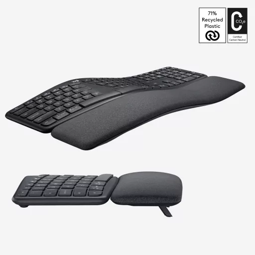 Logitech ERGO K860 billentyűzet Irodai RF vezeték nélküli + Bluetooth QWERTY Nemzetközi amerikai Grafit