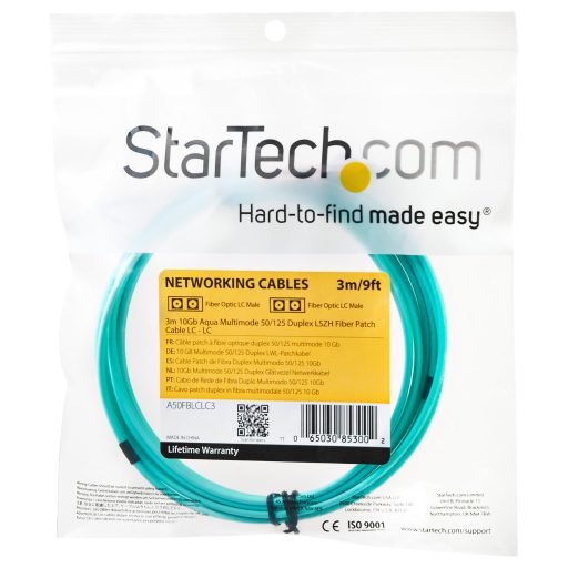 StarTech.com A50FBLCLC3 InfiniBand és száloptikai kábel 3 M LC Türkizkék