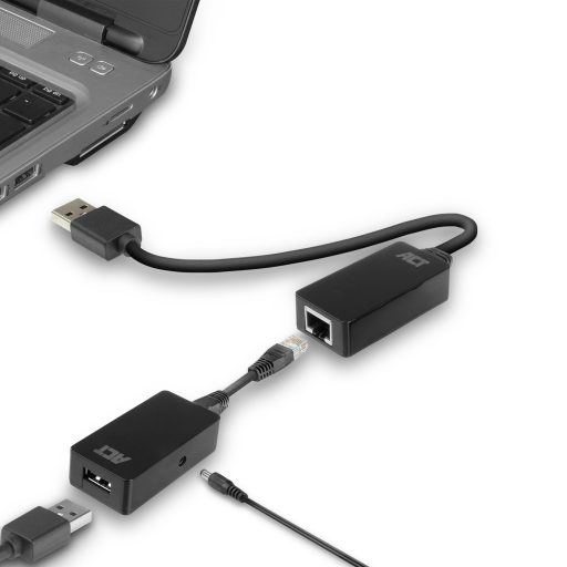 ACT AC6063 csatlakozó átlakító USB A RJ-45 Fekete