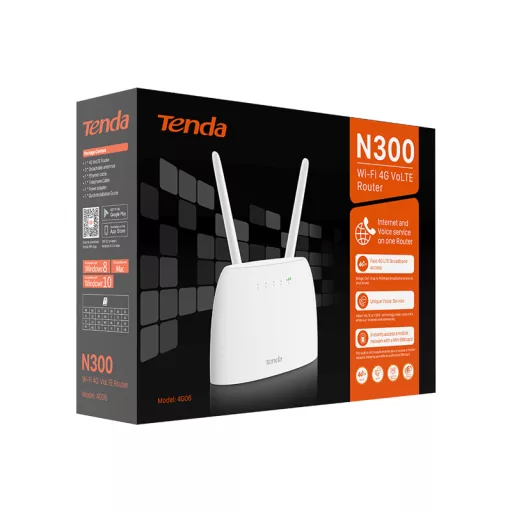 Tenda N300 vezetéknélküli router Fast Ethernet Egysávos (2,4 GHz) 4G Fehér