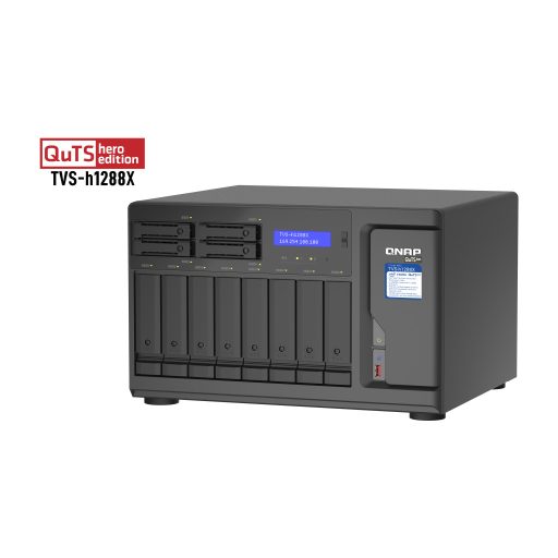 QNAP TVS-h1288X NAS Tower Intel® Xeon® W-1250 16 GB DDR4 0 TB QuTS hero Fekete