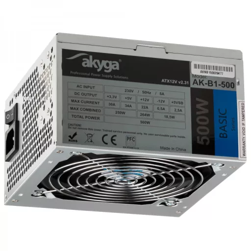 Akyga AK-B1-500 500 W 20+4 pin ATX ATX Szürke