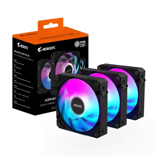GIGABYTE AORUS EZ CHAIN FAN 120 (3-Pack) Alaplap Ventilátor 12 cm Fekete 3 db
