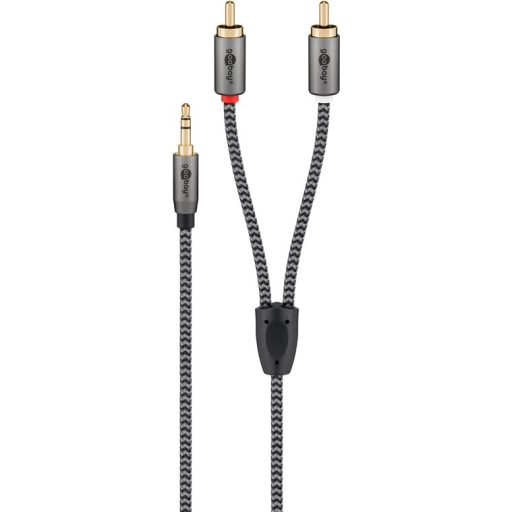 Goobay 65288 audio kábel 2 M 3.5mm 2 x RCA Fekete, Ezüst