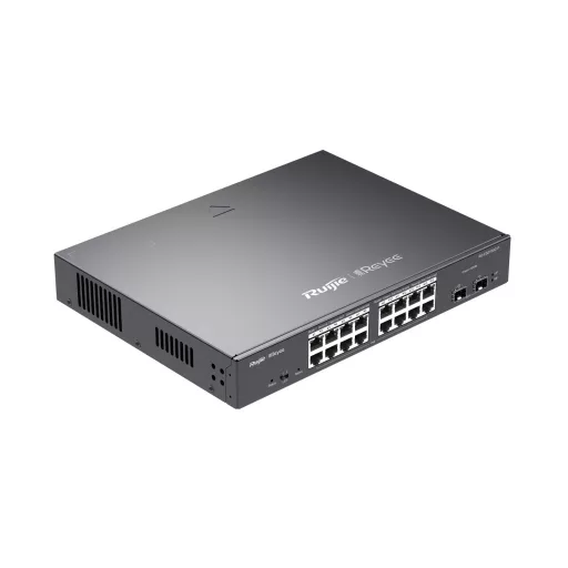 Ruijie Networks RG-ES218GC-P hálózati kapcsoló Vezérelt L2 Gigabit Ethernet (10/100/1000) Ethernet-áramellátás (PoE) támogatása Fekete