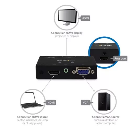 StarTech.com VS221VGA2HD videojel kapcsoló HDMI/VGA