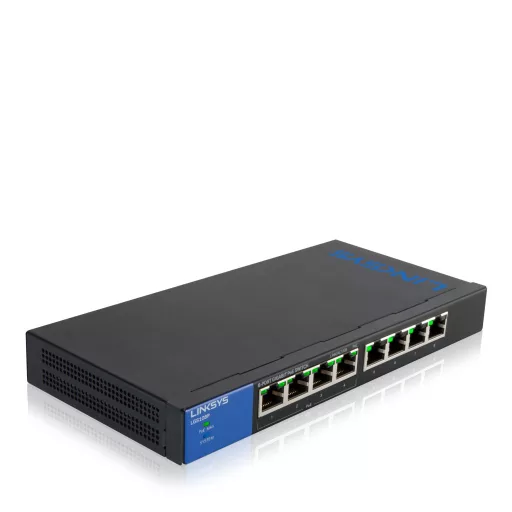 Linksys LGS108P Beállítást nem igénylő (unmanaged) L2 Gigabit Ethernet (10/100/1000) Ethernet-áramellátás (PoE) támogatása Fekete
