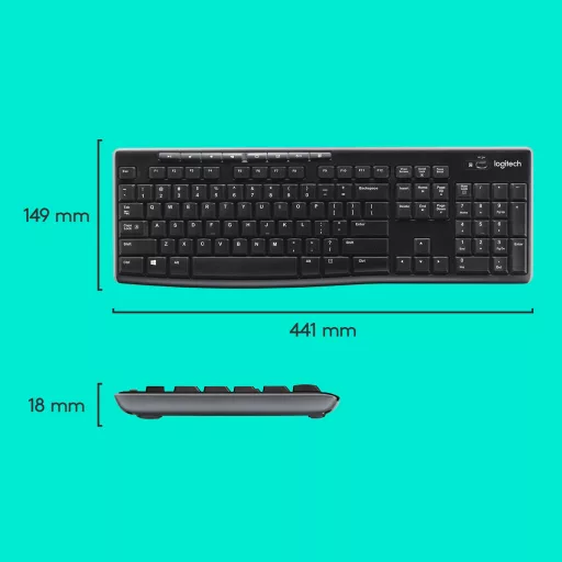 Logitech 920-004508 billentyűzet Egér mellékelve Otthoni Vezeték nélküli RF QWERTY Nemzetközi amerikai Fekete